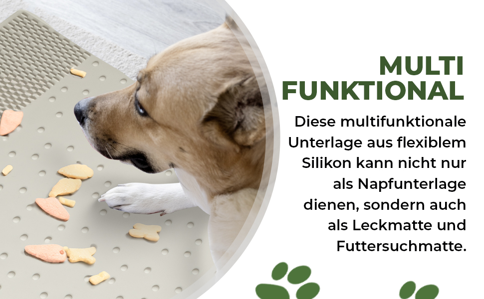 Підставка для миски для собак - непромокальна, нековзна, з високим бортиком - килимок для годування - універсальна - силіконова підставка для миски (чорна, велика) 55x40 см