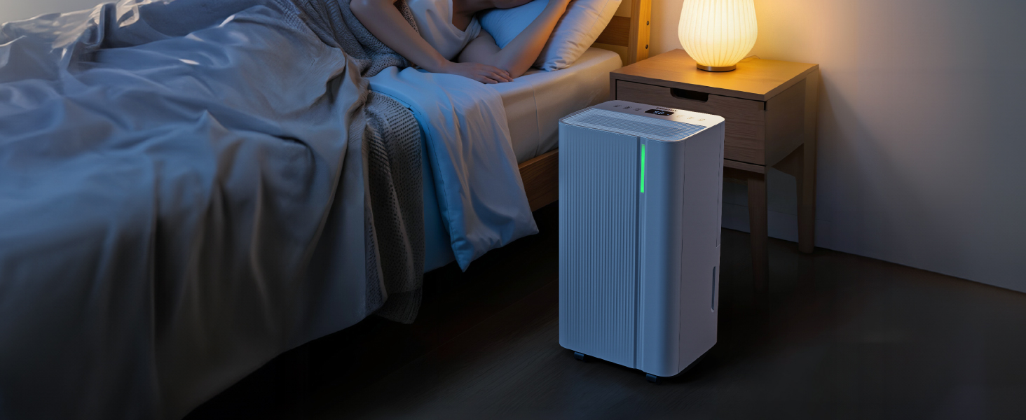 EUHOMY Електричний осушувач повітря 12л/24г, тихий та енергоефективний, з відведенням води, автоматичним розморожуванням, 3 режими, для квартири 25м²/122м³, спальні, підвалу