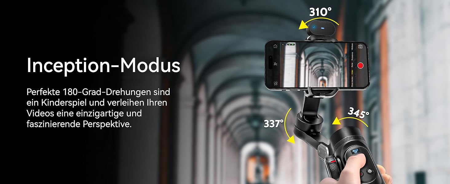 Стабілізатор для смартфона AOCHUAN 3-осьовий з RGB-підсвічуванням, для iPhone/Android, з функцією відстеження обличчя, для зйомки Vlog (Smart X Pro AI, Чорний)