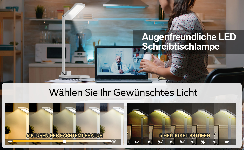 LED лампа настільна LENDOO з двома головками, регульована яскравість 700 люмен, 5 рівнів регулювання, 5 кольорових режимів, USB-порт для зарядки та вбудований акумулятор 2000mAh, для дітей, спальні, читання (білий - квадратна)