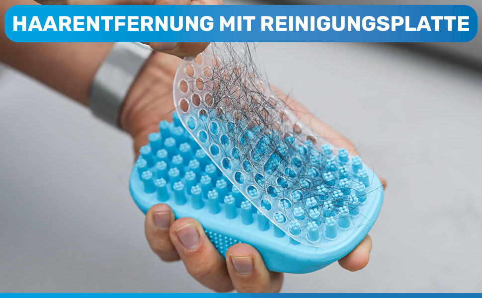 Гумова щітка для миття собак та котів BluePet з масажним ефектом - для короткошерстих порід | Видаляє відмерле волосся, пил та бруд