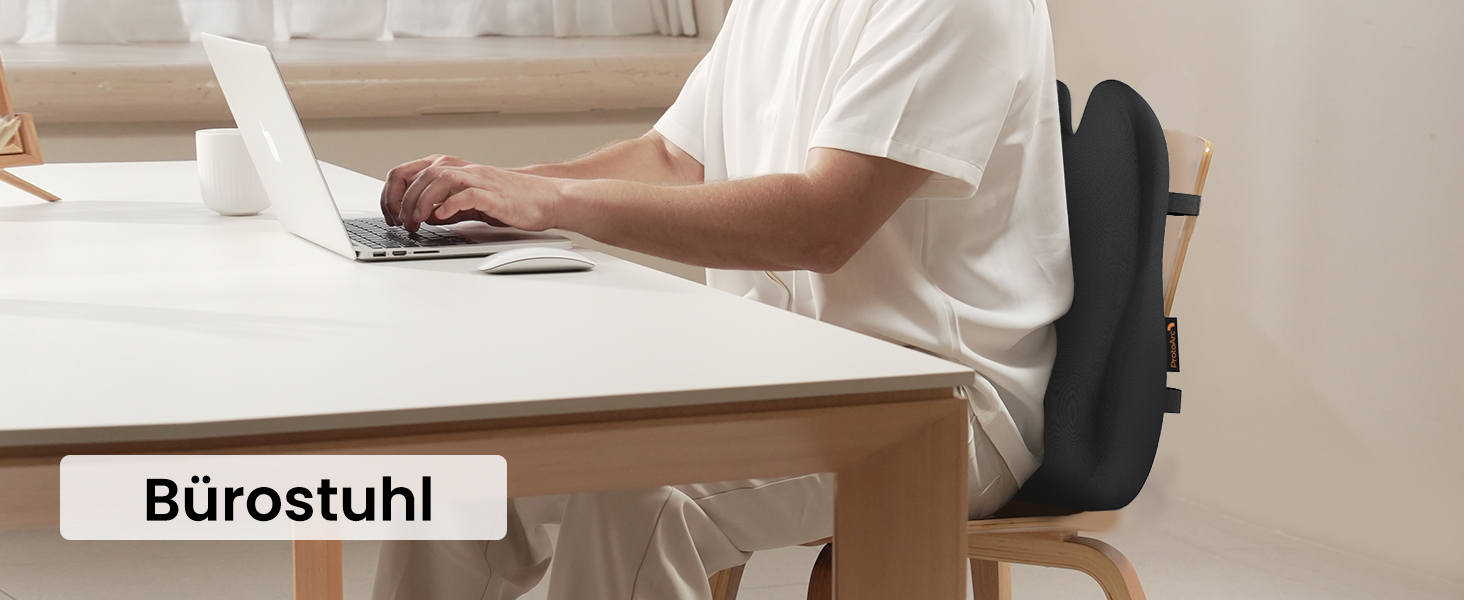 Подушка для спини ProtoArc з Memory Foam для офісного крісла, авто та столу - ергономічна, дихаюча, з регульованими ременями та сітчастим чохлом (Чорна)