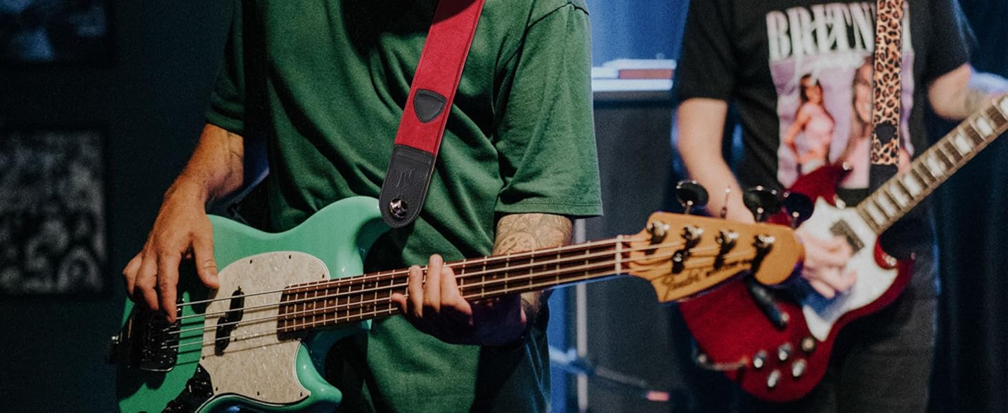 Гітарний ремінь Nefelibata з повного нубуку, вінтажний велюровий ремінь, безкоштовний бонус: 4 медіатори + фіксатори ремінця + кнопка для ремінця, подарунок для бас-гітари, електро- та акустичної гітари (Чарівний фіолетовий, вінтажний сірий)