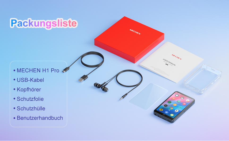 MP3 плеєр MECHEN на Android 9.0 з Wi-Fi та Bluetooth, 4-дюймовий сенсорний екран, підтримка Spotify, Amazon Music, Audible, Радіо, сірий