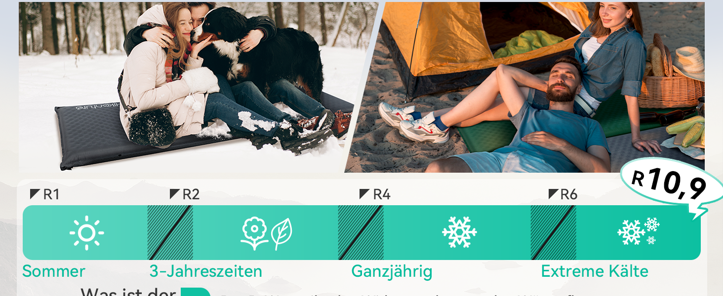 Каремат HIKENTURE самонадувний, 10 см товщини, для кемпінгу, туризму та подорожей, сірий