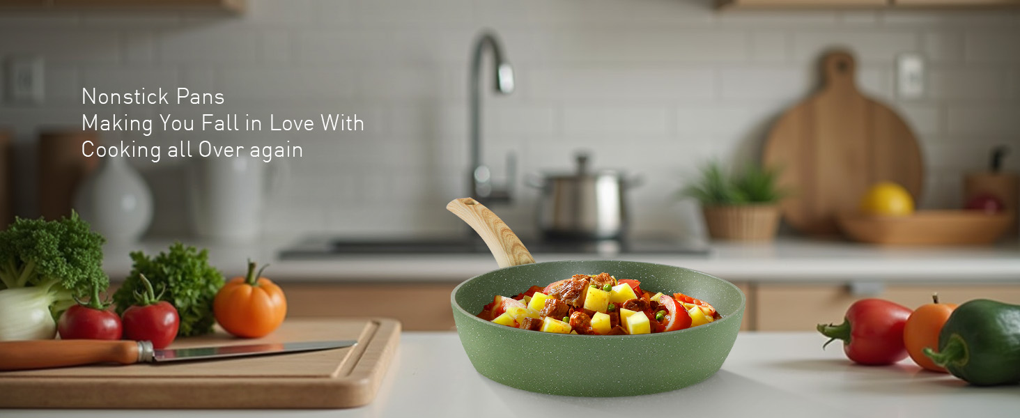 Набір каструль та сковорідок DishDelight 30 предметів з антипригарним покриттям з граніту. Набір каструль, сковорідок з кришками з термостійкого скла. Зелений колір.