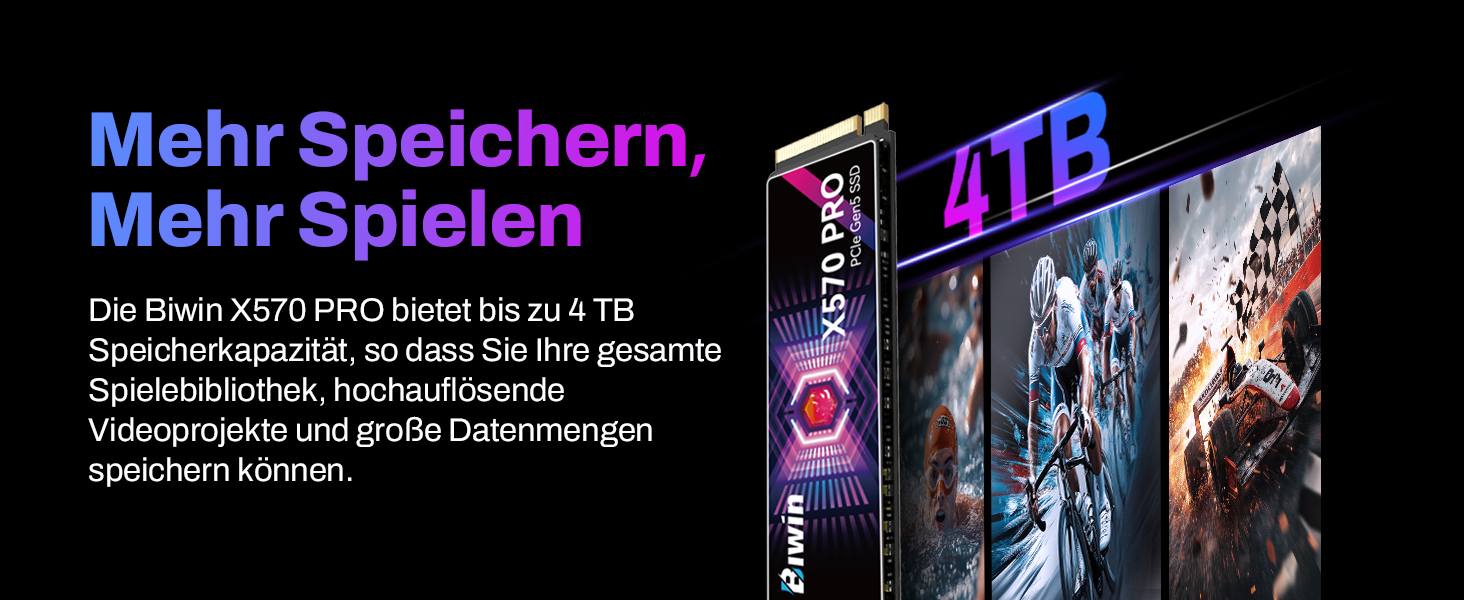 SSD BIWIN Black Opal X570 Gen5 Gaming 1TB - NVMe PCIe 5.0, M.2 2280, 14000 MB/s, 3D TLC NAND, для ноутбука та ПК