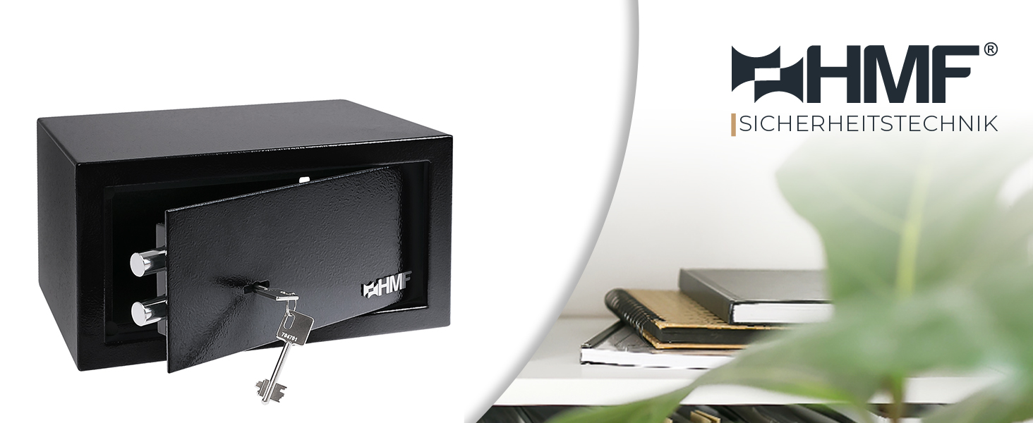 Сейф для меблів HMF 49200-11 з ключем | Сейф для дому (31 x 17 x 19 см, Чорний)