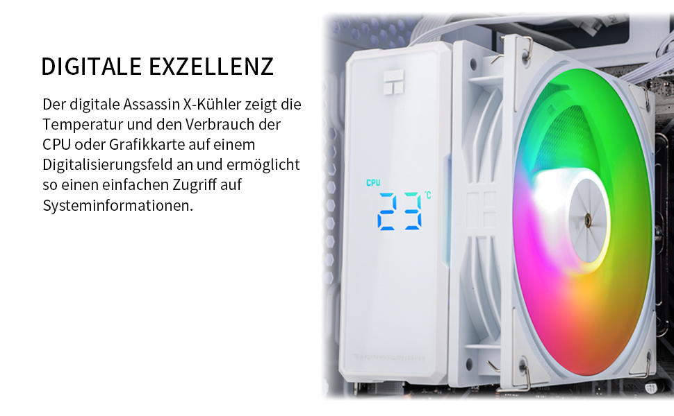 Thermalright Assassin X 120R Digital White - Кулер для CPU з RGB, 120мм, для AM5/LGA1700/1150/1151/1200