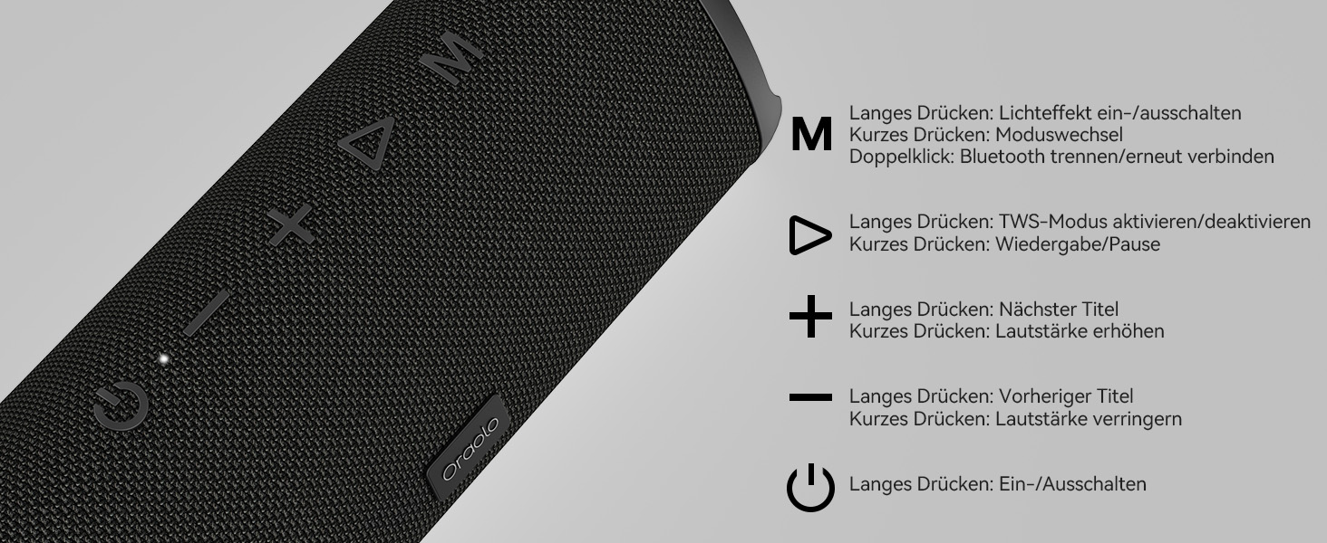 Портативна Bluetooth-колонка Oraolo, бездротова музична система, чорна