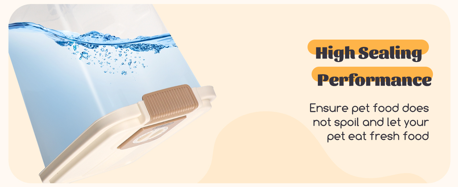 Контейнер для корму для собак та котів Nobleza, 40л, з датою виробництва, з роликами, повітряний, прозорий