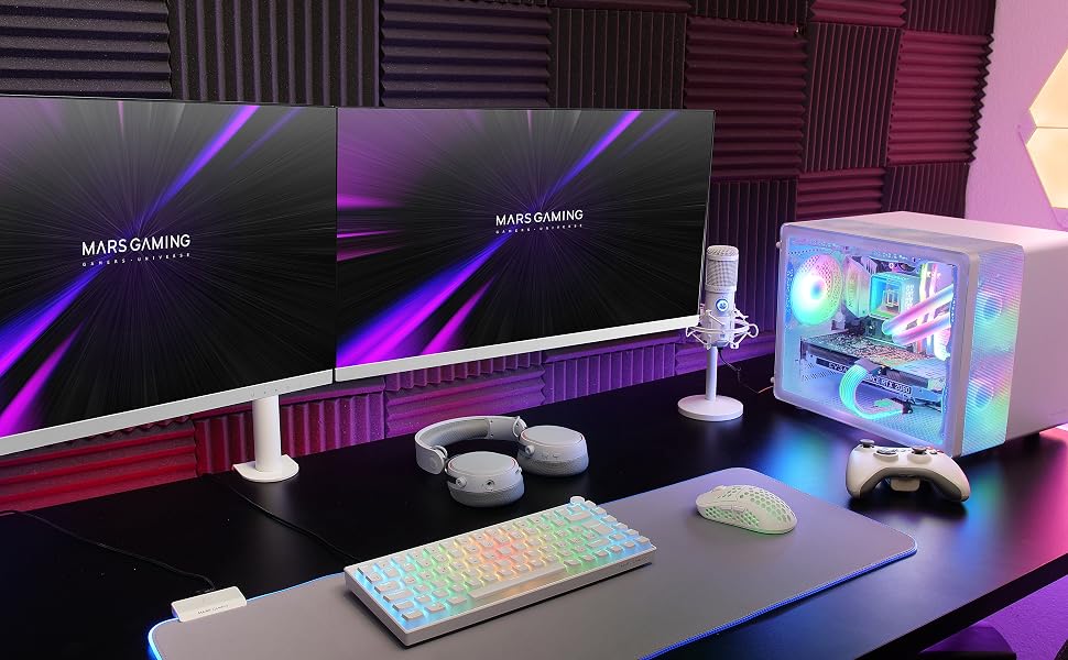 Подвійний кронштейн для моніторів Mars Gaming MARM2 White (до 27