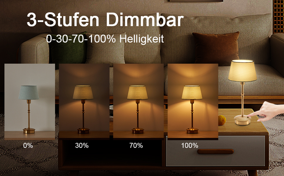 Акумуляторна настільна лампа: портативна, бездротова з регулюванням яскравості, для дому та саду