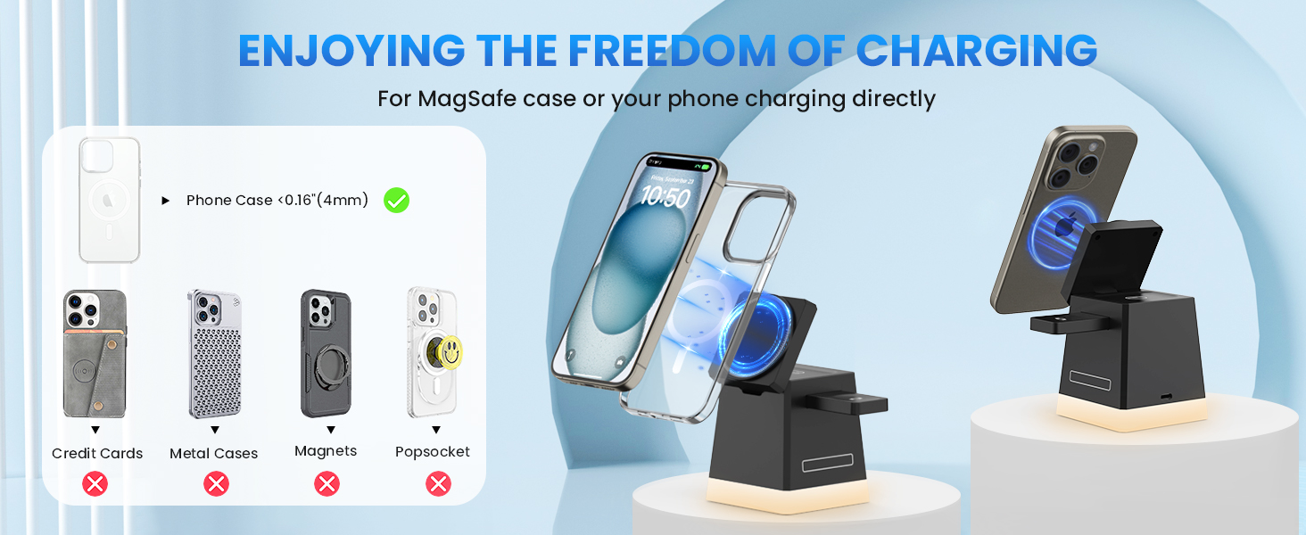 Бездротовий зарядний пристрій JoyGeek: для iPhone, Apple Watch, AirPods (чорний)