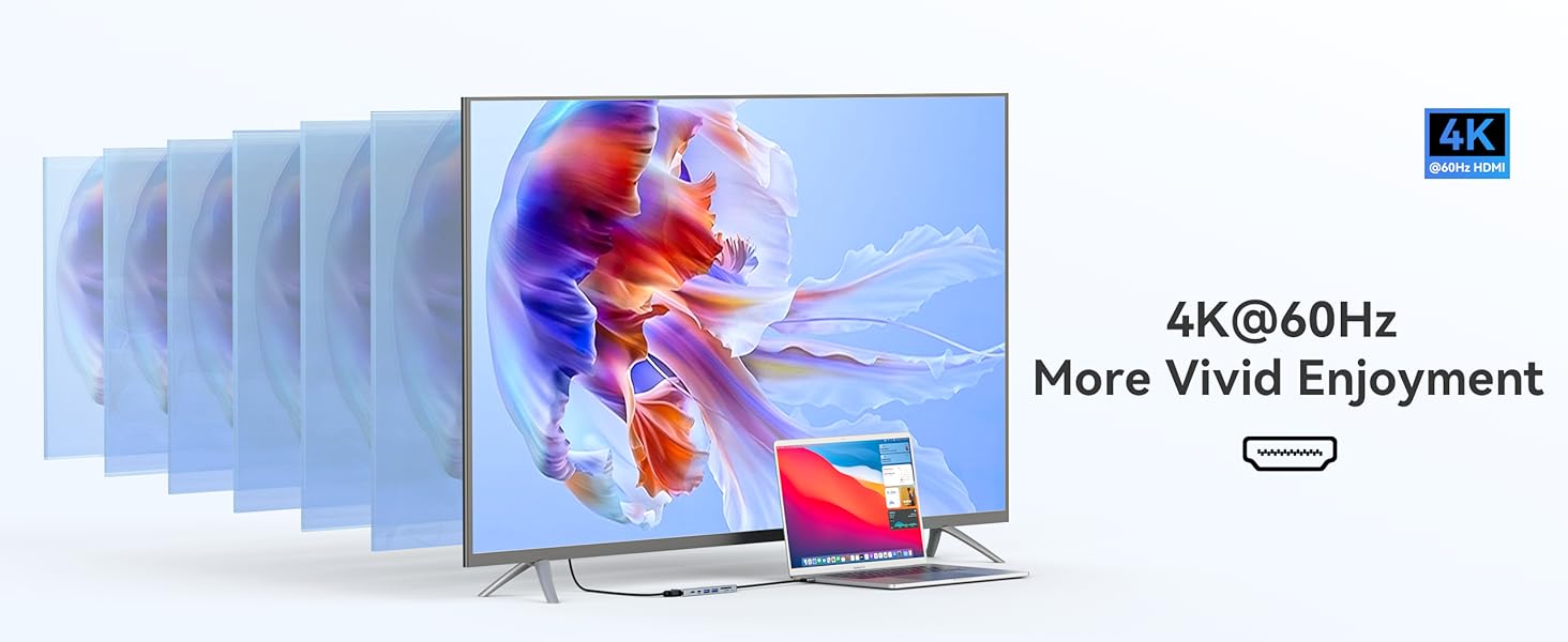 MOKiN USB-C хаб 6-в-1: HDMI 4K, 2xUSB 3.0, USB 2.0, SD/MicroSD, для MacBook, XPS та інших пристроїв