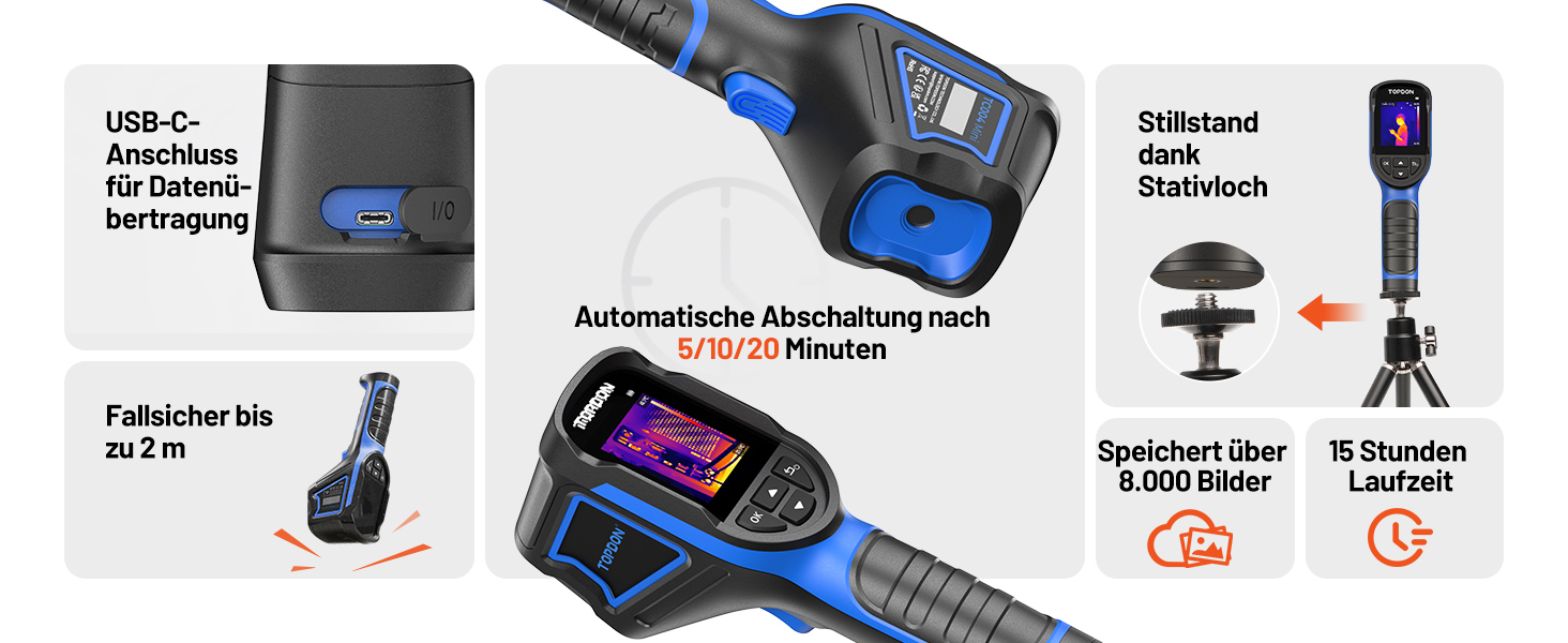 Тепловізор TOPDON TC004 Mini: 240x240 IR, до 15 годин роботи, -20°C до 450°C, 25Hz. Ідеально для діагностики будівель, виявлення витоків, HVAC