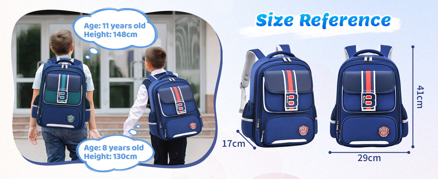 Шкільний рюкзак для хлопчика IvyH, 2-5 клас, 20 літрів. Ергономічний дитячий рюкзак для початкової школи, водонепроникний, 8-12 років, темно-синій/червоний