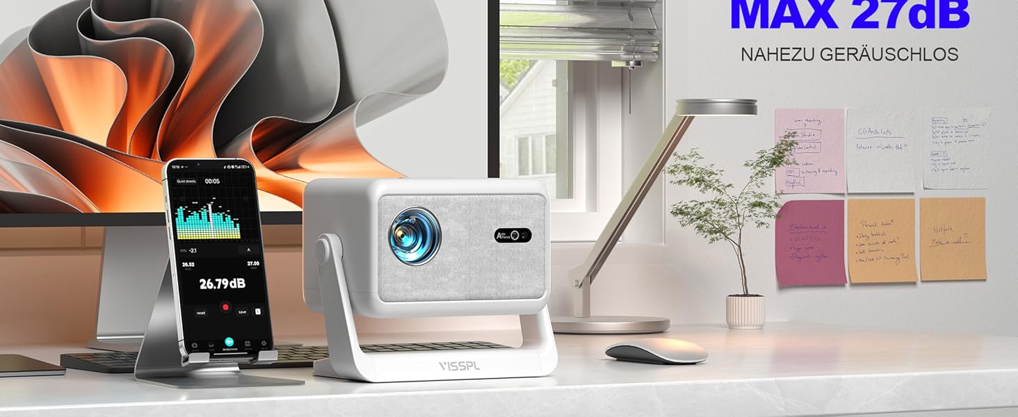 Портативний проєктор VISSPL A-800ANSI: Full HD 1080P, WiFi6, Bluetooth, Автофокус, Корекція трапеції 6D, Підтримка 4K, Netflix, для домашнього кінотеатру та відпочинку на природі