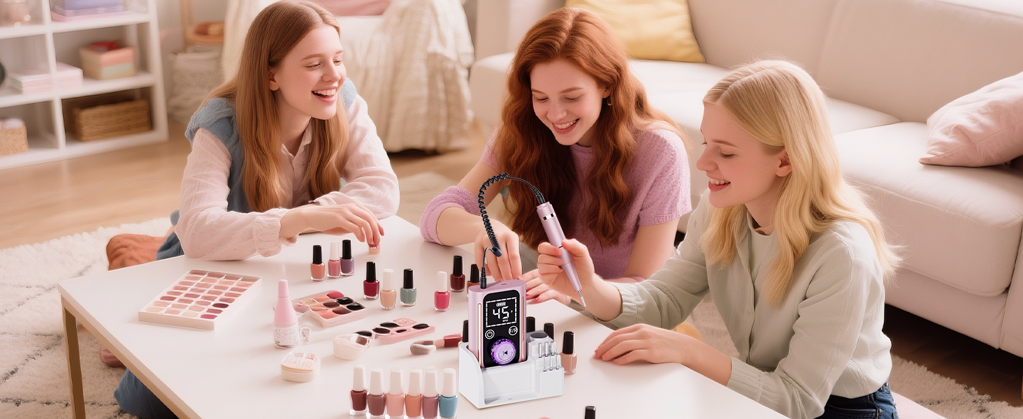 Професійна електрична фрезер для нігтів 45000 RPM, портативна, для манікюру та педикюру, рожева