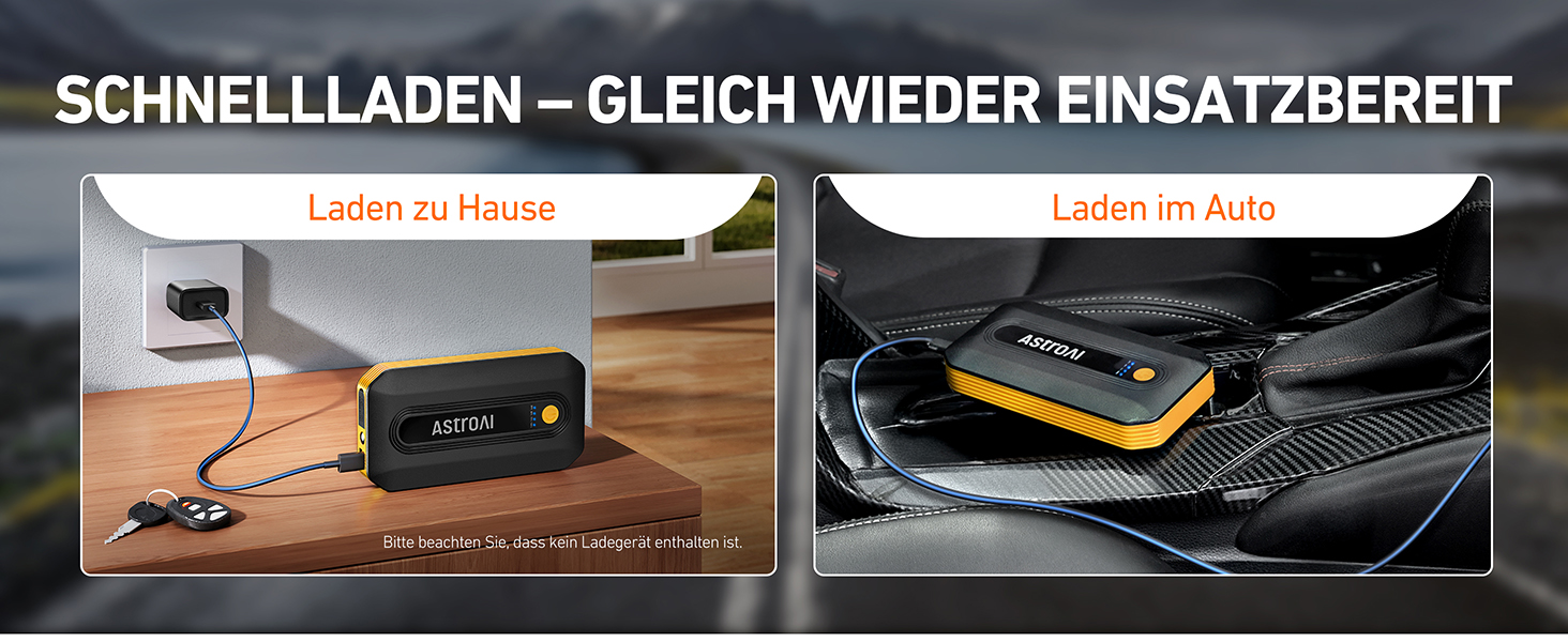 Powerbank Starthilfe AstroAI B8 для автомобілів: Jump Starter 12V, QC 3.0 USB, LED, для бензину/дизеля (7.0L/5.5L)