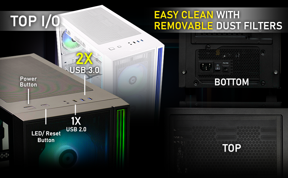 Корпус ПК Mid Tower BITFENIX Fang ARGB (Чорний)