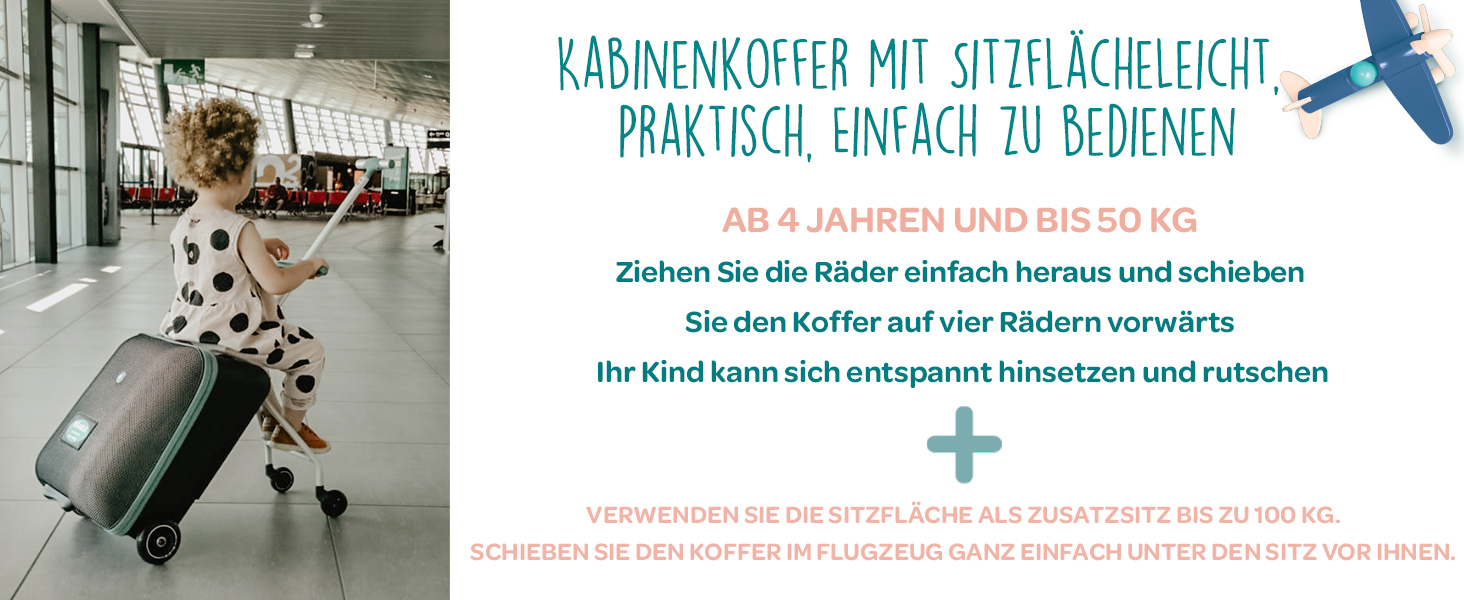 BÉABA Luggage Eazy: дитячий валіза-стілець 2-в-1, 22 л, блакитний, від 4 років