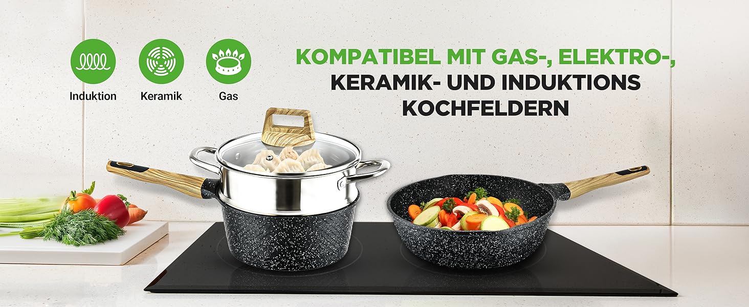 Набір посуду NutriChef 22 предмети антипригарний мармуровий – сковороди, каструлі, кухонне приладдя, форма для випічки, рукавиці, для індукції, посудомийна машина