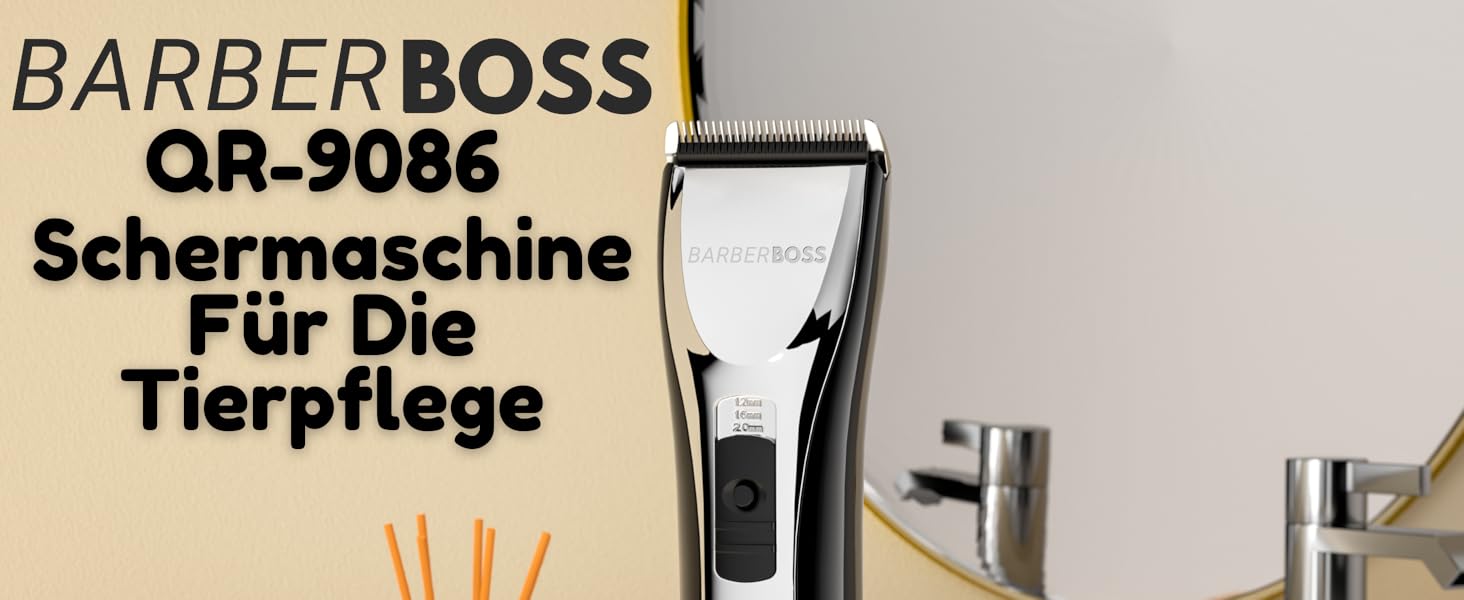 Професійний собачий триммер BarberBoss QR-9086 для густого волосся: набір для грумінгу собак та котів, бездротовий, тихий