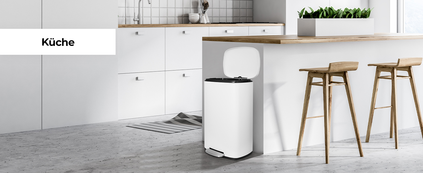 Відро для сміття LIFERUN 30л з кришкою, з м'яким закриттям, сталеве, з внутрішнім відром, для кухні, ванної кімнати, офісу