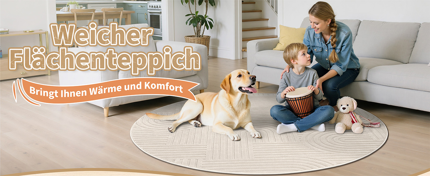 Килим для вітальні 160x230 см, великий пухнастий з коротким ворсом, миючий, сучасний, з 3D ефектом, нековзний, для їдальні, кухні, спальні, бежевий