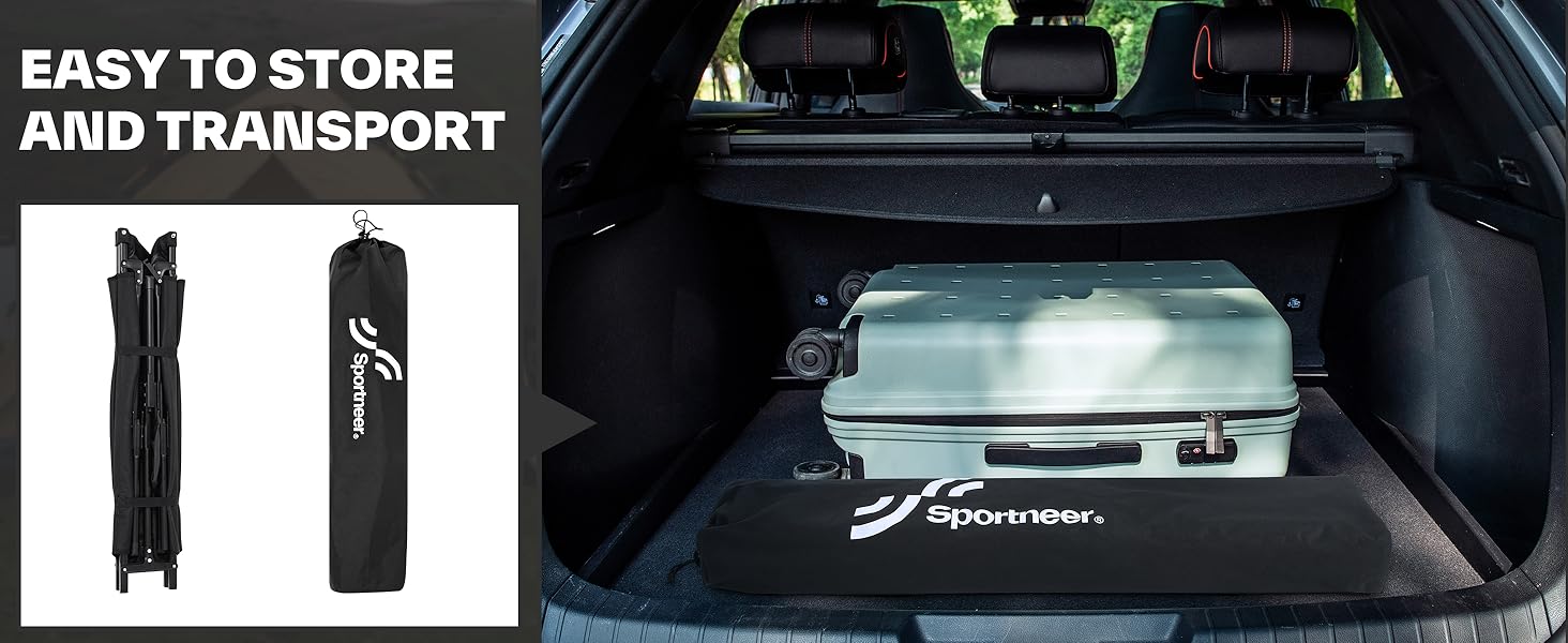 Розкладне ліжко Sportneer для кемпінгу та відпочинку на природі, 199x73 см, чорне