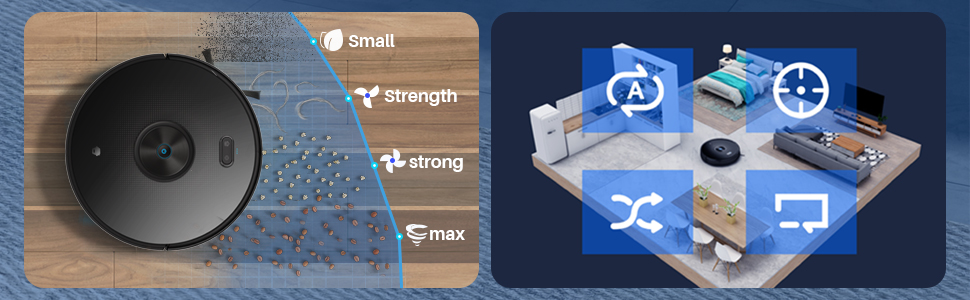 Робот-пилосос Chuango RV-500 з функцією миття підлоги, 4 режими, 500 мл контейнер для сміття, 300 мл бак для води, 2200Pa, до 150 хв роботи