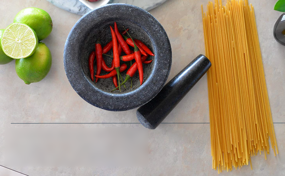 Набір для ступки та товкачка HiCoup – 15 см, натуральний граніт, не пористий, для кухні