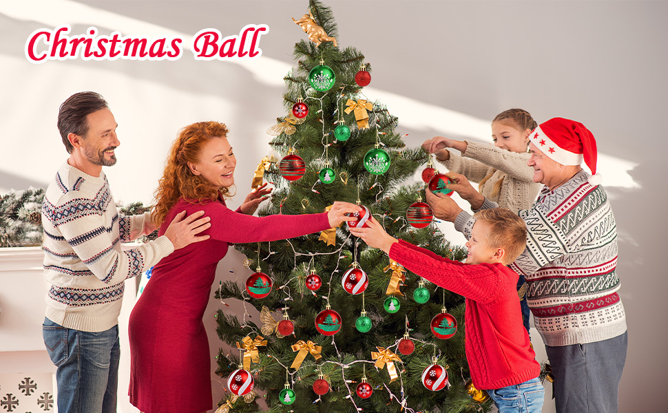 Набір прикрас на ялинку Ilauke, 44 шт. Ялинкові кулі пластикові червоно-білі, 3 та 6 см. Декорації для ялинки, різдвяний декор, вечірка, дім, весілля, Різдво, червоний, білий