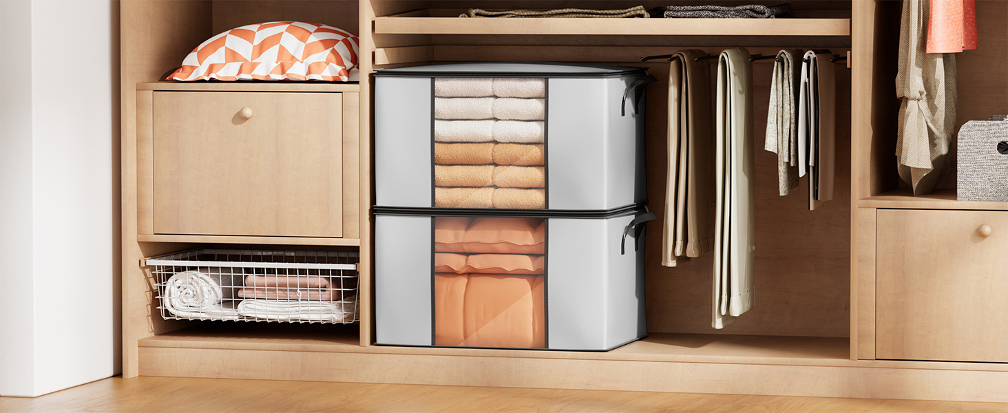 Контейнер для зберігання одягу та взуття Oak & Tea 90L з прозорим віконцем, водонепроникний, 60x43x35 см