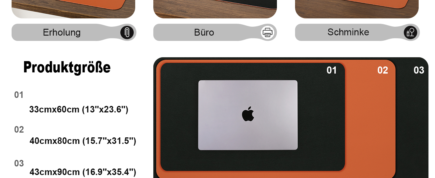 Підкладка для столу двостороння, антиковзаюча, з штучної шкіри, 40 x 80 см (сірий, салатовий) / 80 x 40 см