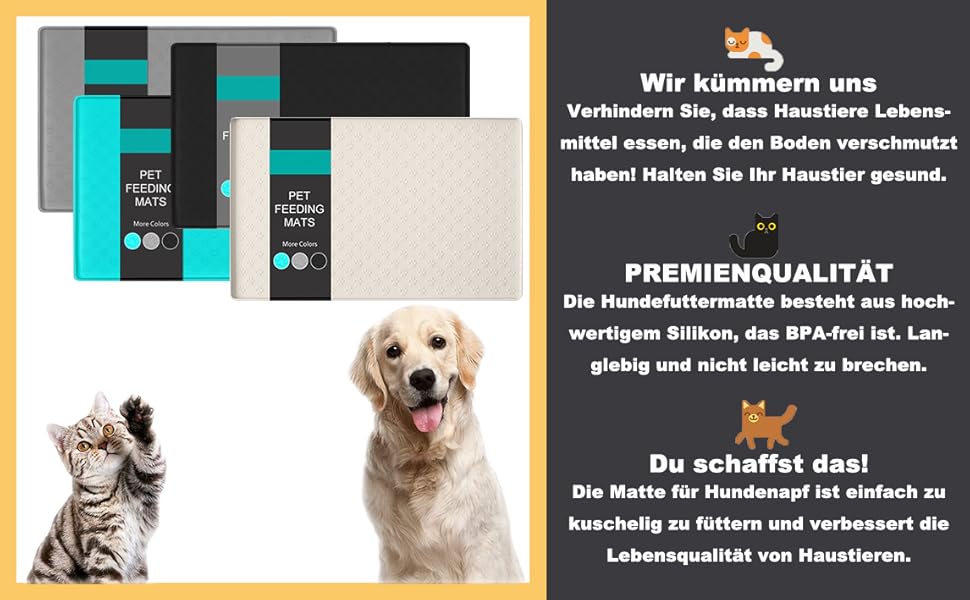 Підставка для миски для собак та котів Umtiti 60x40 см, кремового кольору, водонепроникна, з силікону, не слизька, для годування, L-1 шт.