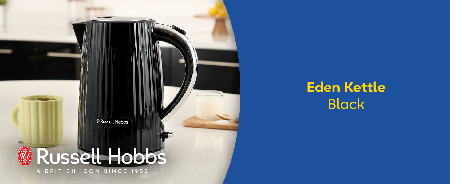 Електрочайник Russell Hobbs Eden 1,7 л, 2400 Вт, білий з нержавіючою вставкою, знімний фільтр від накипу, відкривання кришки кнопкою, індикатор рівня води, підсвічування, BPA-free, модель 27360-70