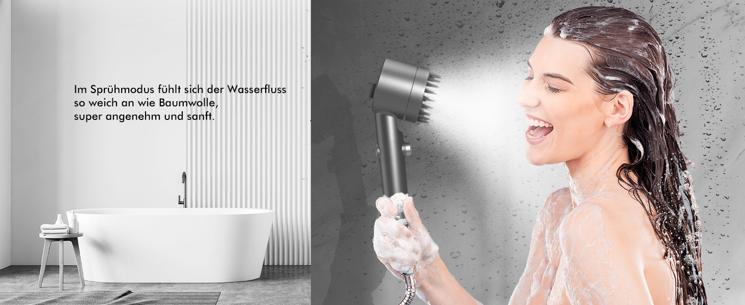 Showerhead with Filter MEKO High-Pressure Hand Shower with 15-Layer Filtration, 1.5M Hose, 3 Spray Patterns, Water-Saving Showerhead for Removing Hard Water, Residual Chlorine, Bacteria, and Heavy Metals