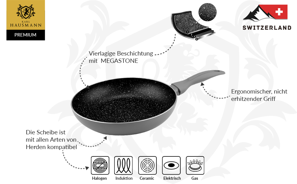 Набір сковорідок Induktion: 20+24+28 см - антипригарне покриття, для всіх плит (індукційних) - з алюмінію. Набір сковорідок для смаження та приготування їжі