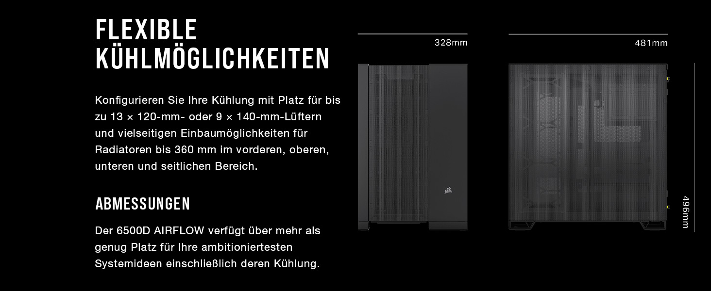 Корпус ПК CORSAIR 6500D Airflow: Mid-Tower ATX, без вентиляторів, чорний