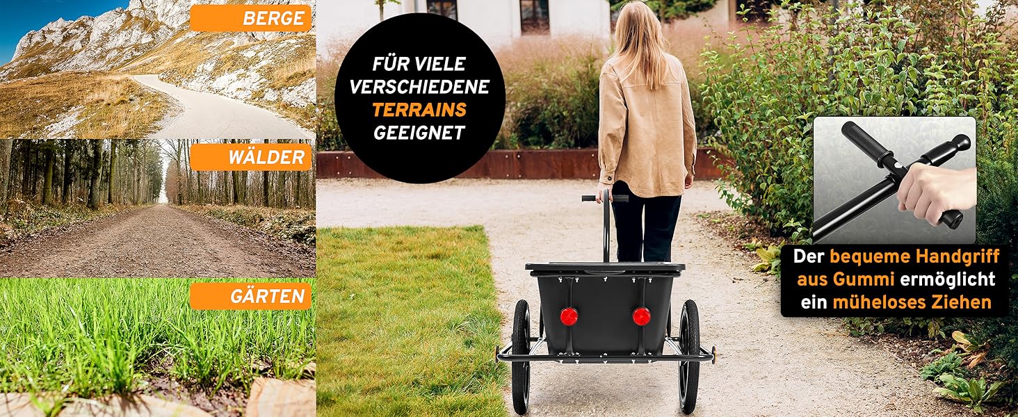 Причіп для велосипеда SAMAX 70 літрів / 60 кг - вантажний причіп з пластиковою ванною, чорний (90л / 80кг, для гірських велосипедів)