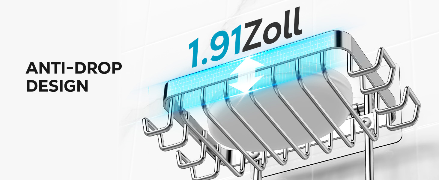 Підставка для мила Nieifi з двома ярусами та зливом, нержавіюча сталь, без свердління, для душової кабіни та ванної кімнати (срібляста)