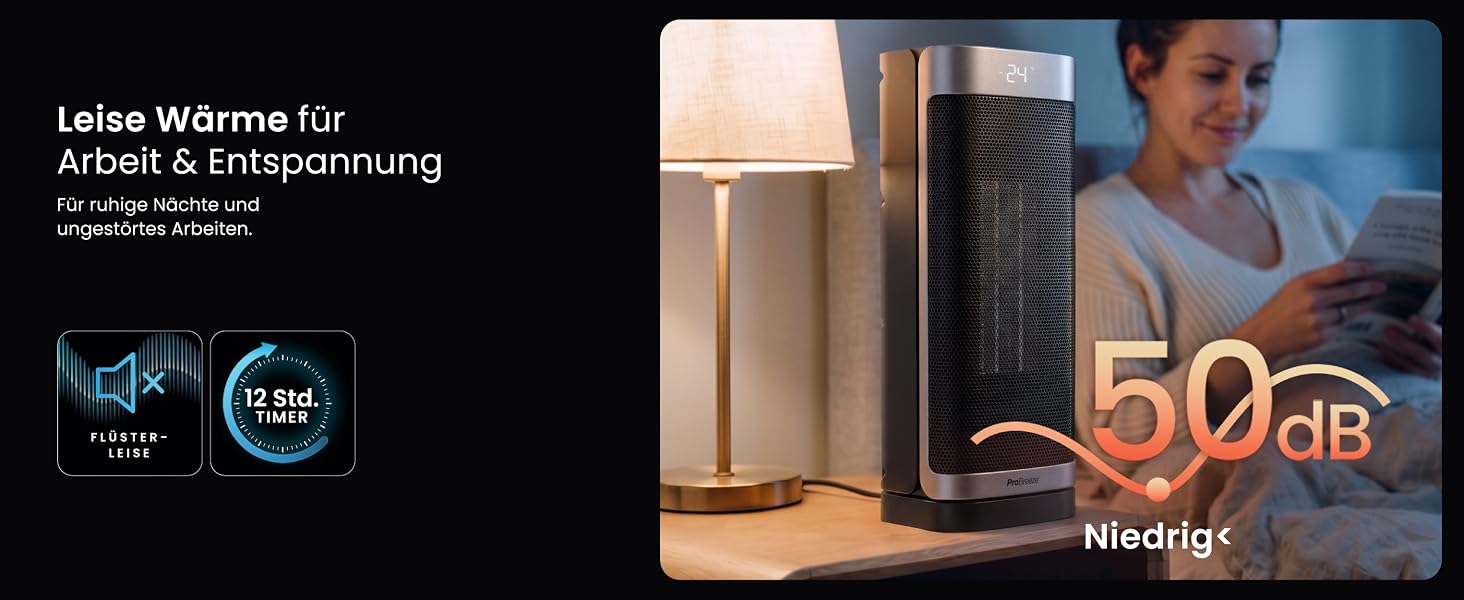 Керамічний тепловентилятор-товіль Pro Breeze ThermaCube Plus 2200W з термостатом, дистанційним керуванням та Eco-режимом, поворот 65°, захист від перекидання
