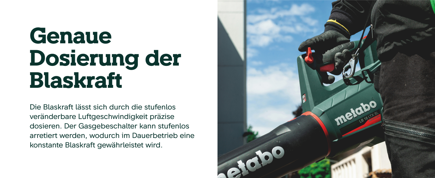 Акумуляторний повітродув Metabo LB 18 LTX BL, 18 В, потужний безщітковий двигун, тиха робота, без акумулятора і зарядного пристрою