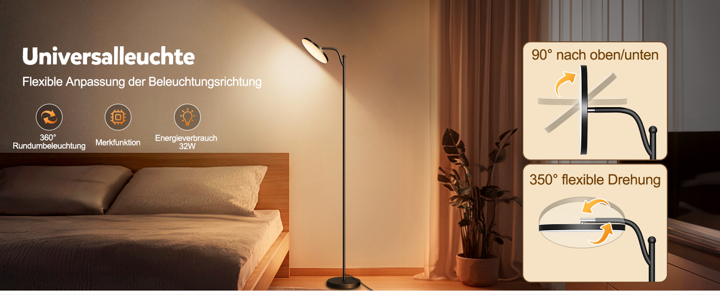 LED-стельовий світильник HANDSONIC 32W, 183 см, 3000 люмен, диммування, пам'ять, 2700K-6500K, таймер, пульт, для спальні, офісу, чорний