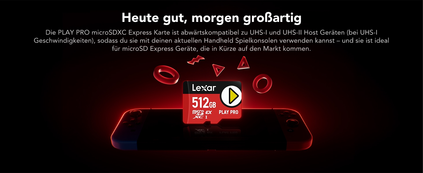 Карта пам'яті MicroSD Express Lexar PLAY PRO 512GB, швидкість читання до 900МБ/с, запис до 600МБ/с