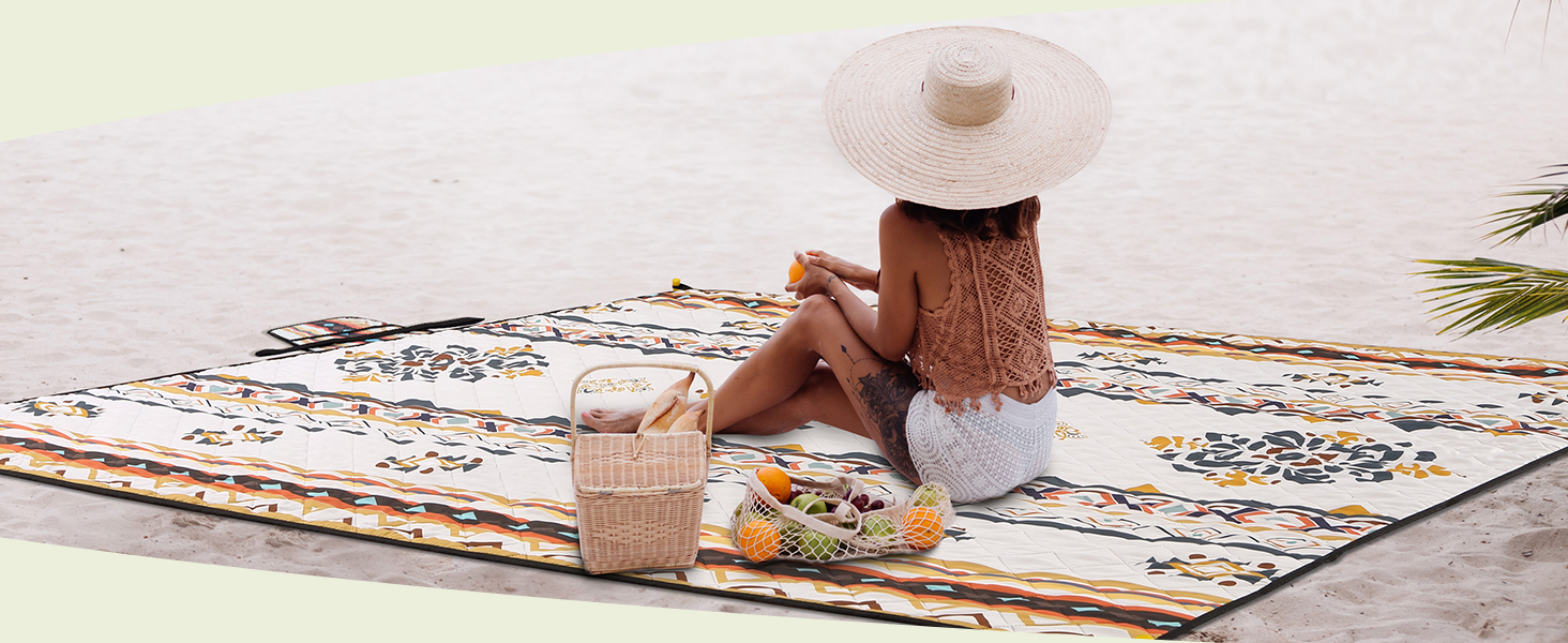 Плед для пікніка HAUSPROFI 200x200 см водонепроникний, ізольований - для пікніка, пляжу, кемпінгу. З бавовняним наповнювачем, ручкою та кілочками