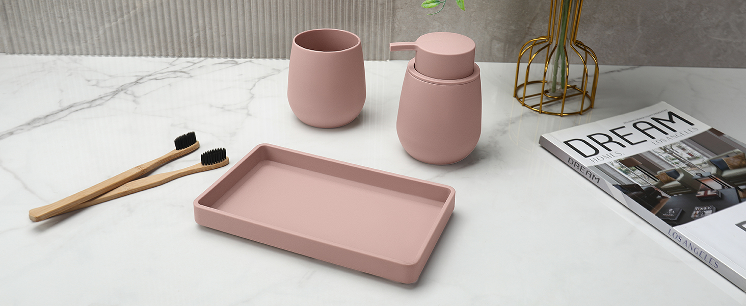 Набір для ванної кімнати AJEUNGAIN: сірий органайзер з мильницею та стаканчиком для зубної пасти, набір з 3 предметів