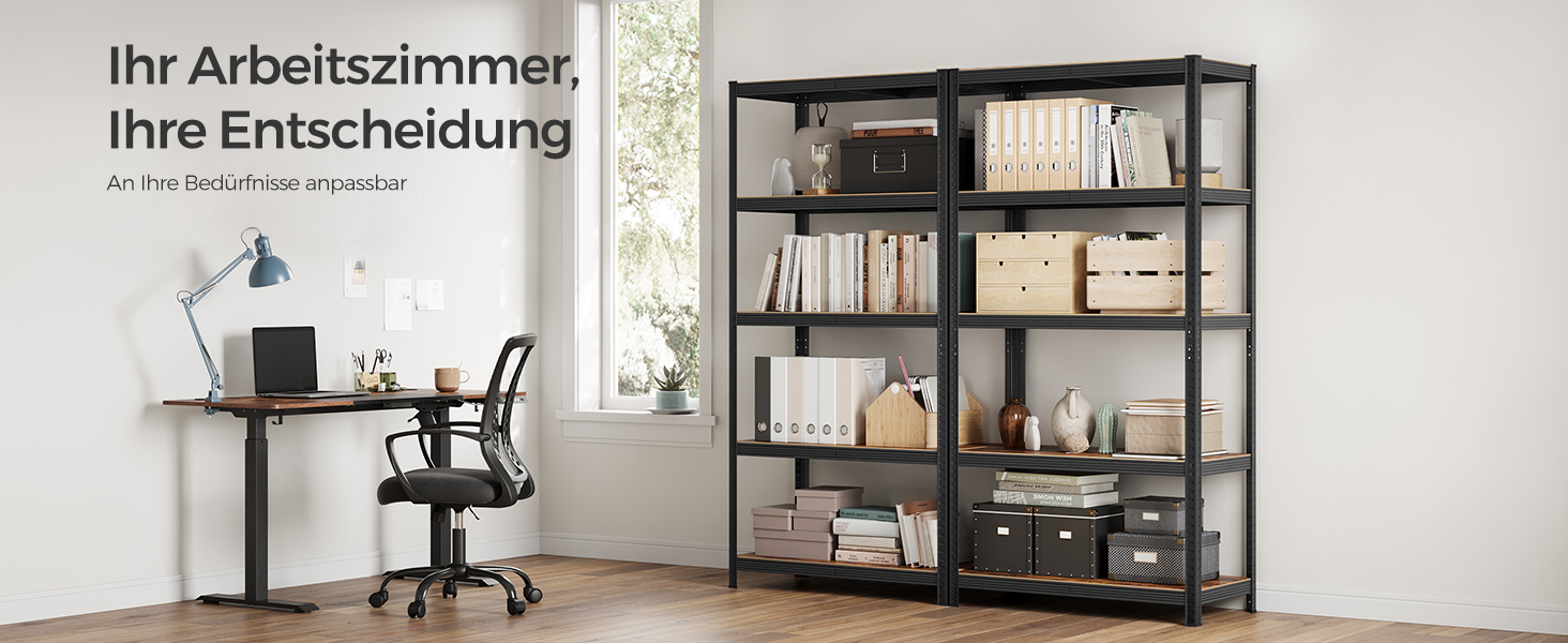 SONGMICS Industrial 5-Tier Shelf Unit - Vintage Brown & Black (60x120x200cm)